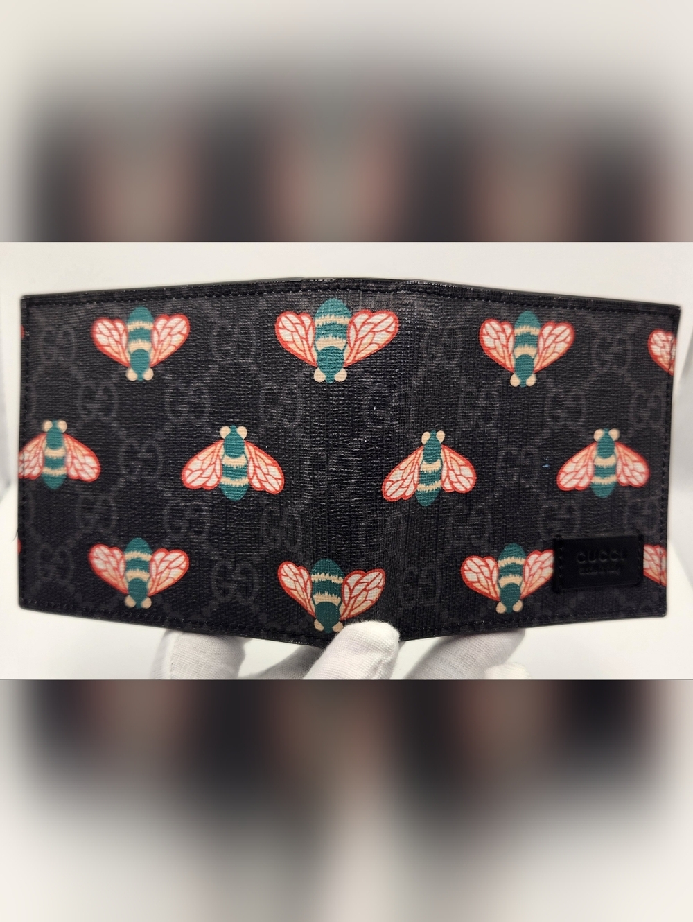 GUCCI Bestiary With Bee Print In Black Bifold Wallet - Picture 3 of 13